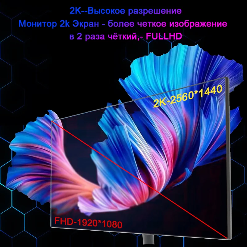 Монитор 27дюйма Tlhesun 2K -144 Гц/180 Гц  , FAST IPS Разрешение 2560*1440 Компьютерный игровой экран HDMI/DP 1Ms-GTG HDR -AMD