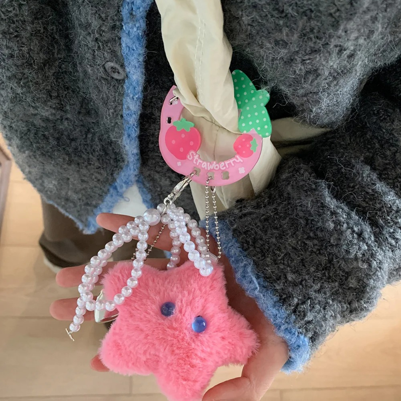 Portachiavi in acrilico stile Kawaii Ins Cartoon Fruit Cupcake Borsa a forma di stella Gancio pendente Simpatico ciondolo chiave in stile coreano