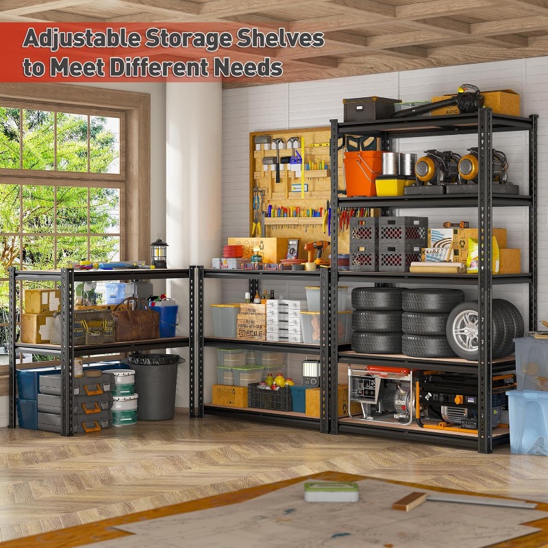 2020LBS Storage Shelves 5 Tier Garage Shelving Heavy Duty, Adjustable Metal Shelving Unit, Garage Shelves For Basement