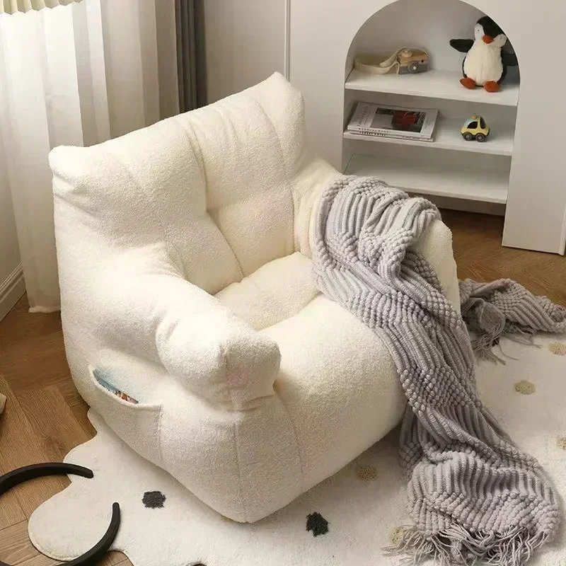 Children's Baby Sofa Lazy Reading Sofa Removable and Washable Wool Fabric Small Cotton and Linen Lamb's Cute Sofa Chair