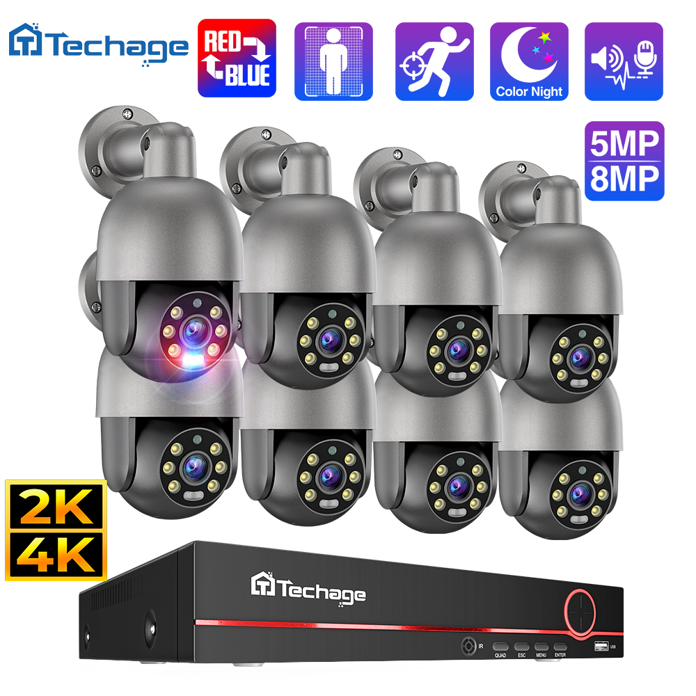 TA, 8CH, 4K, 8MP, 5MP, PTZ, POE IP, система, безопасность, видеонаблюдение, открытый, AI, обнаружение человека, двустороннее, аудио, видео, комплект наблюдения