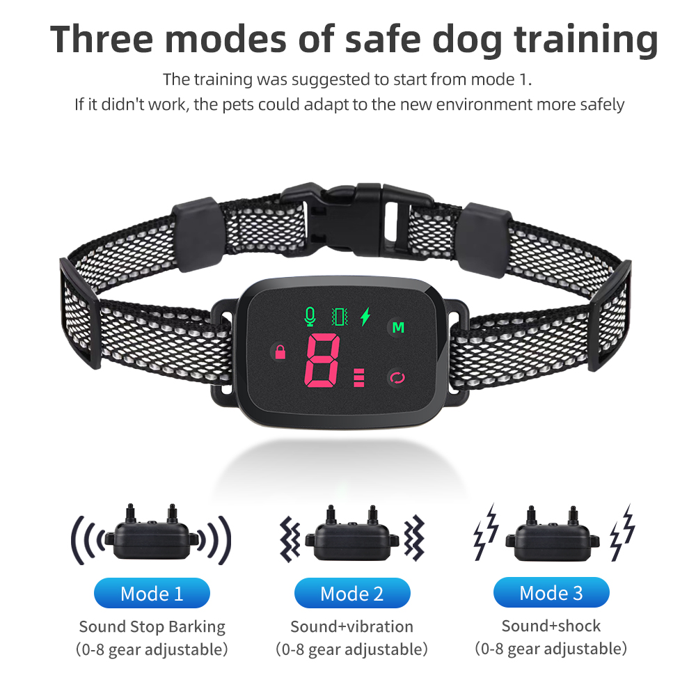 Collar antiladridos automático para perro, collar de adiestramiento para perros, dispositivo inteligente con pantalla, resistente al agua, recargable, para dejar de ladrar collar electrico para perro adiestramiento