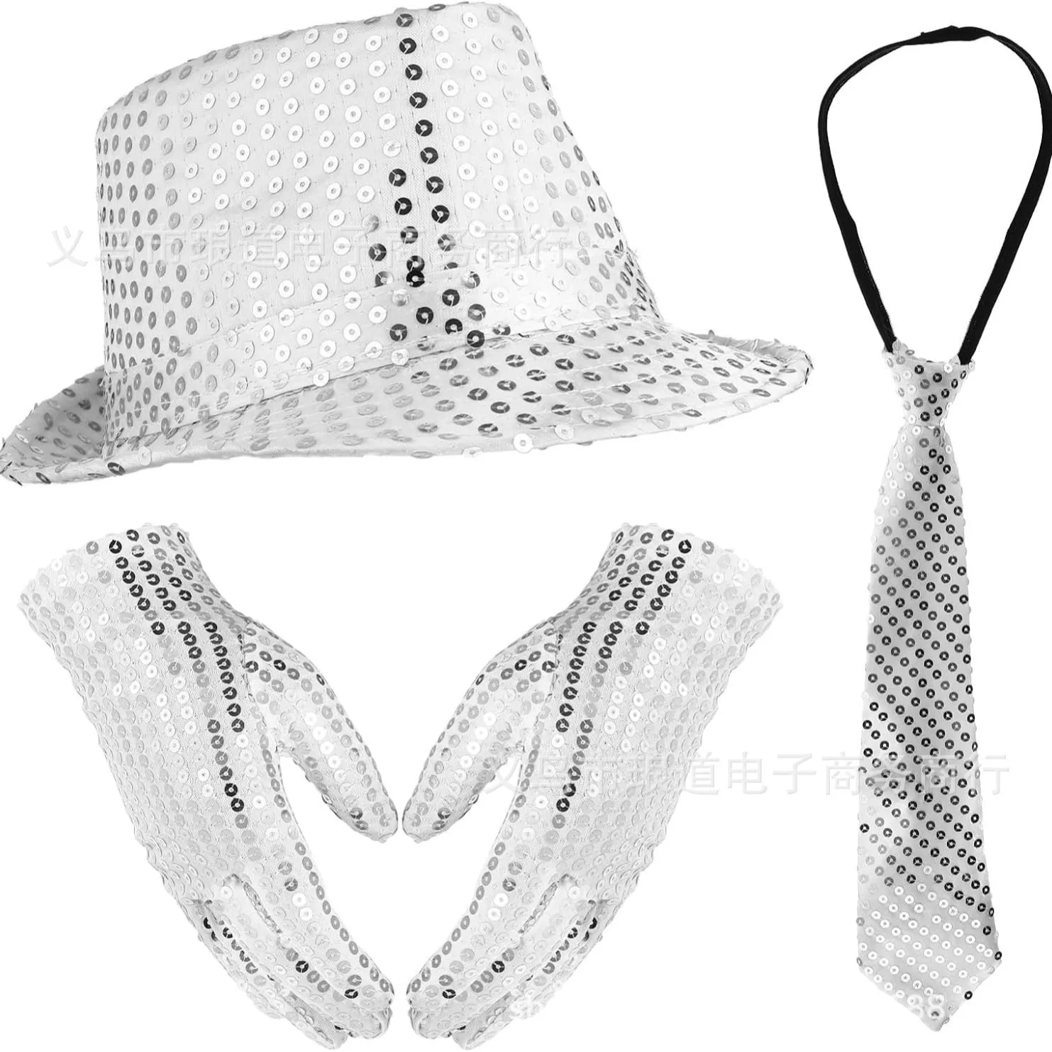 Stage performance sequins hat tie glove set Michael Jackson dress up accessories