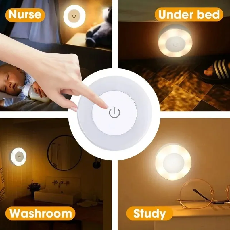 Luz LED nocturna con Sensor táctil, luces de pared con atenuación de 3 modos, lámpara nocturna recargable por USB portátil para iluminación de sala de estar y dormitorio