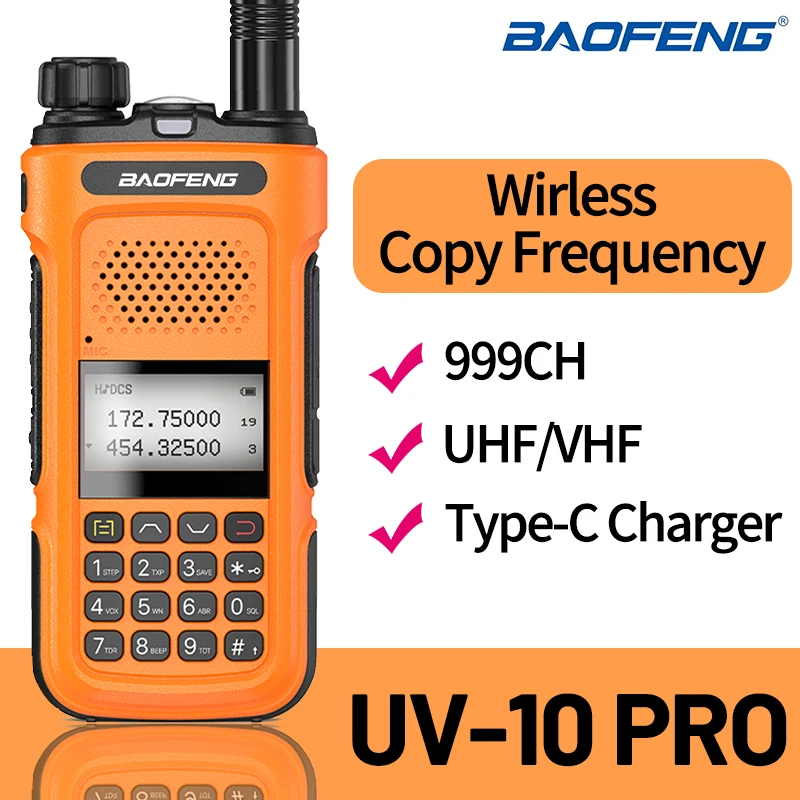 Baofeng UV-10R Pro Walkie Talkie Typ-C Ladegerät Drahtlose Kopierfrequenz VHF UHF Handheld Zweiwegradio 999CH Für Reisen Angeln