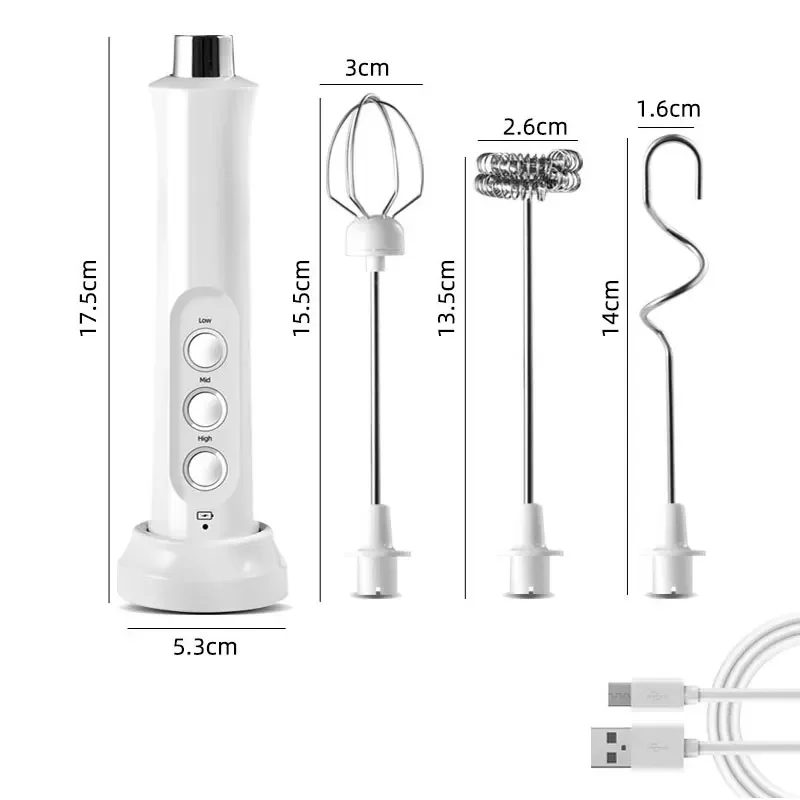 Máquina de espuma de leche eléctrica de mano inalámbrica 3 en 1, Mini Espumador de mano, batidor de café para capuchino, mezclador, extractor de espuma