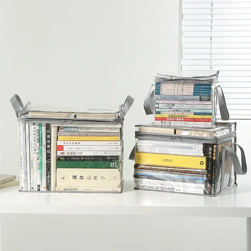 Foldable book box student dormitory classroom book organizer transparent waterproof household book organizing storage box
