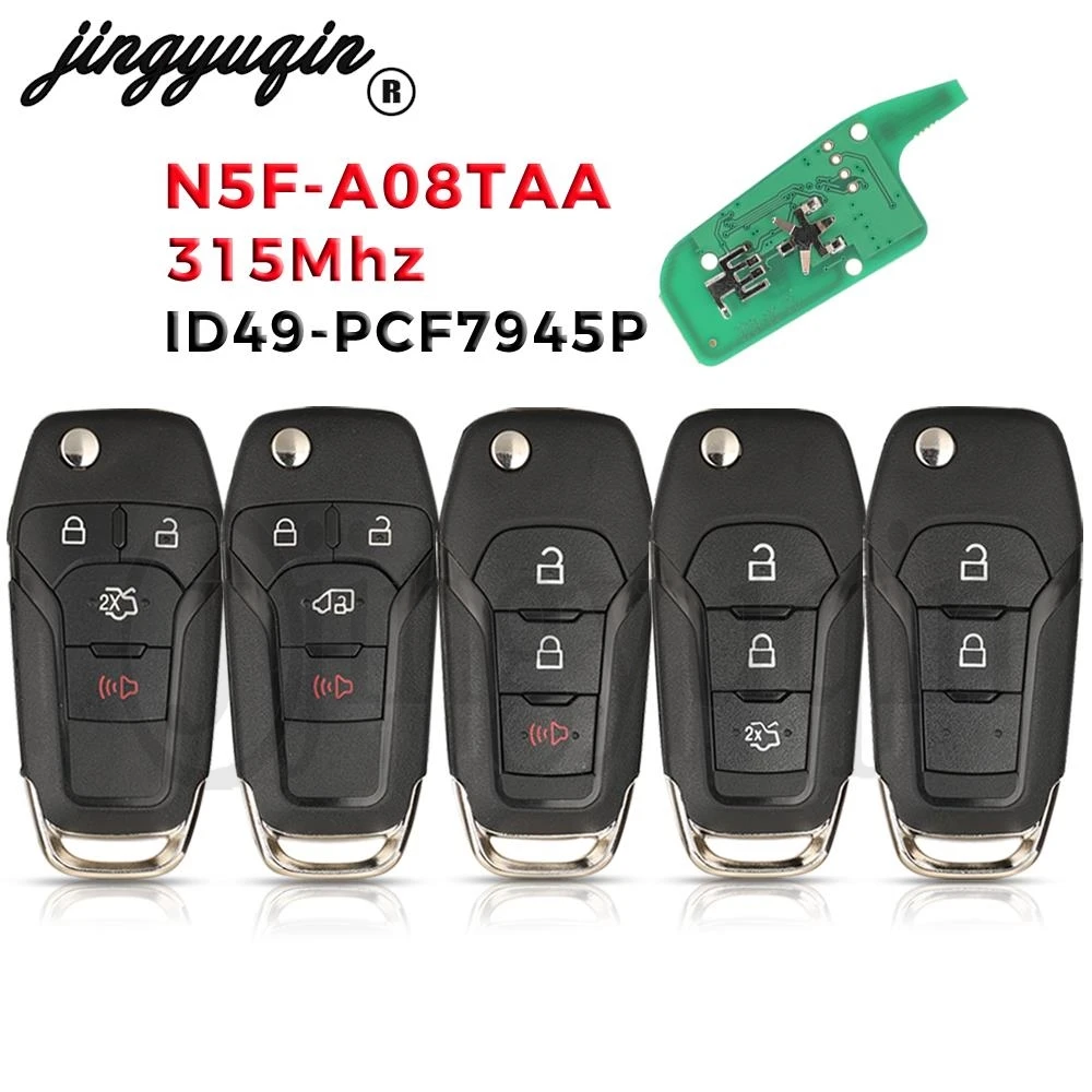 Jingyuqin N5F-A08TAA Flip Remote Chave Do Carro 315MHz ID49-7945P Chip Para Ford Fusion 2013-2016 Fob 2/3/4 Botões Entrada Keyless HU101