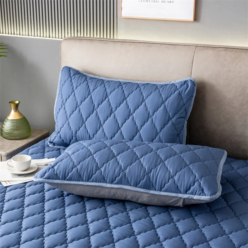 Fronha impermeável acolchoada de algodão escovado - conjunto de peça única / 2 peças capa de almofada macia e respirável para cama do quarto