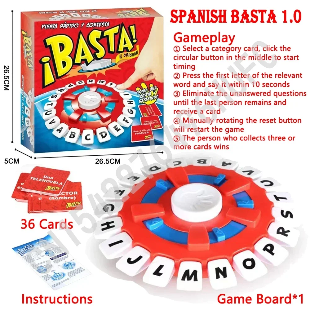 ใหม่ Basta 2.0 1.0 สเปน Word เกม Fast-Paced ครอบครัวเกมกระดาน Crazy ตัวอักษรเกมเด็ก Interactive Turntable ของเล่น