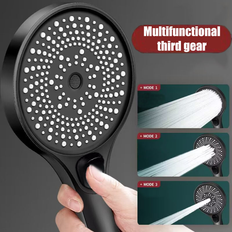 Насадка для душа с большим экраном, 3-скоростной режим, портативный душ, аксессуары для душа, душ для ванной комнаты, ручки, полный набор головок, детали