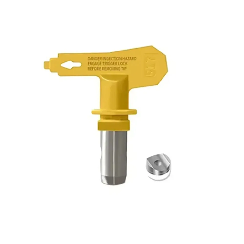 Buse de pulvérisation sans air jaune avec plusieurs matériaux métalliques et finitions en acier inoxydable, outil de pulvérisation de buse de pistolet de pulvérisation sans air