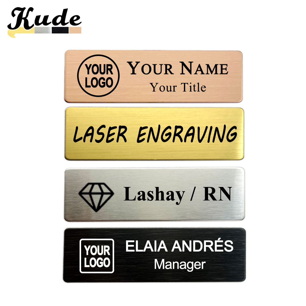 6*2/7*2CM Engrave Your Logo Text Plate Customize Badge Personalize Brooch Pin Double Sided Tape Magnet ID Door Mail Box Name Tag