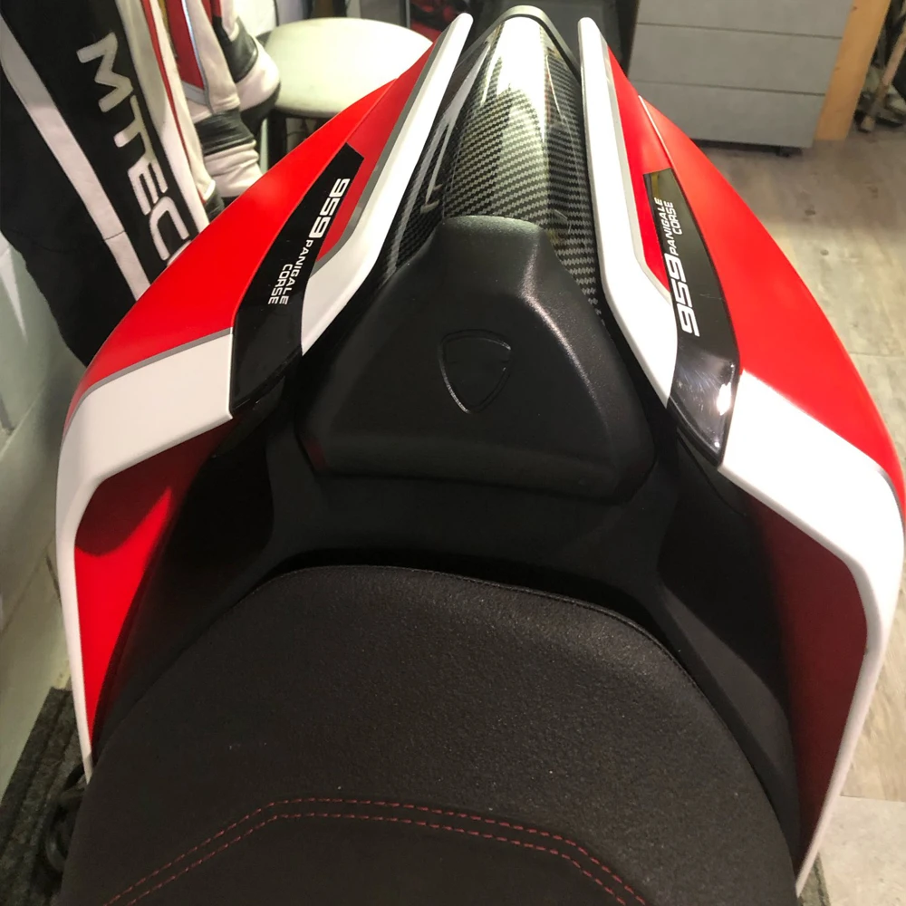 Penutup kursi belakang sepeda motor Panel Cowl pemboncengan ekor Fairing untuk Ducati Panigale 959 2015 2016 2017 2018 2019 karbon merah