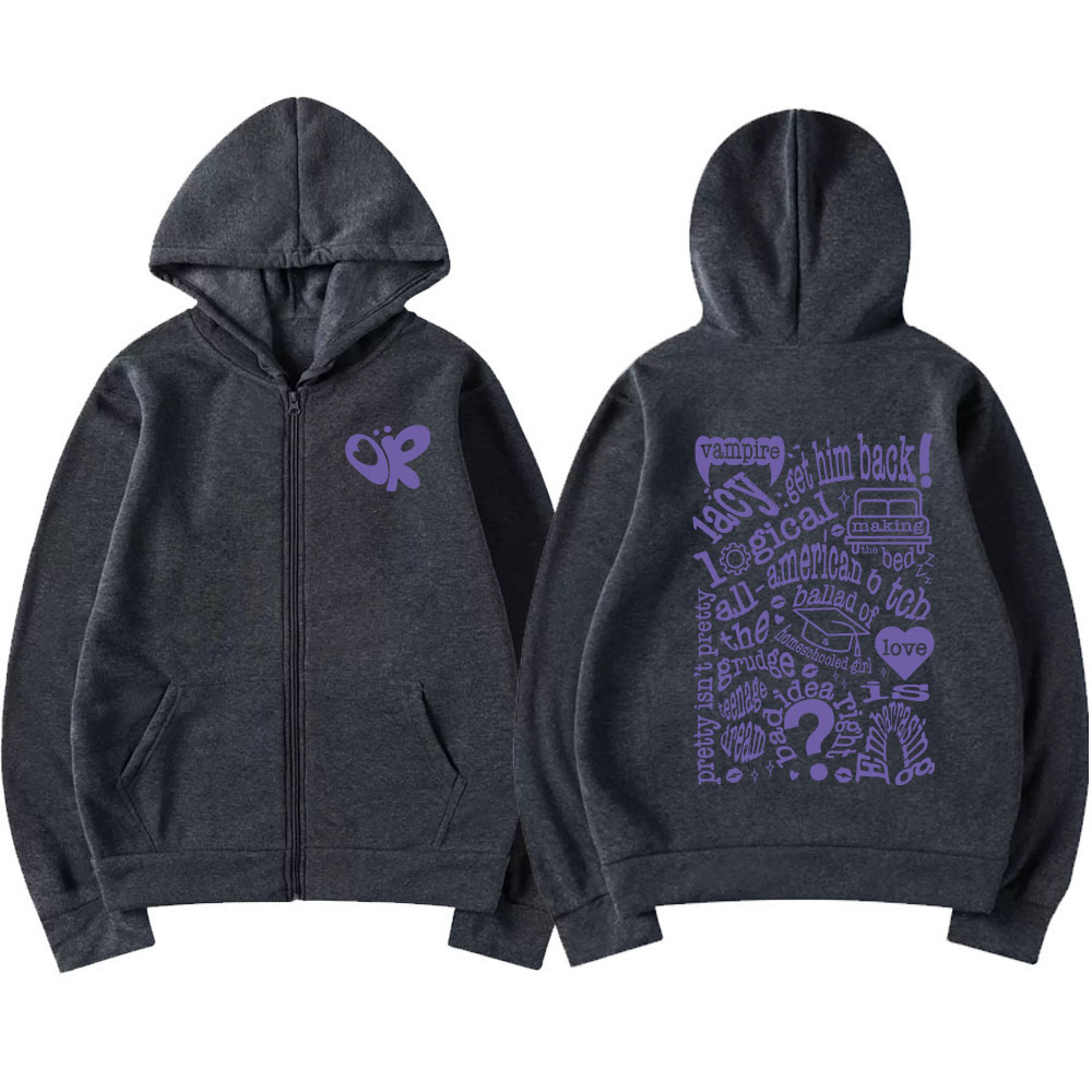 Sudaderas con capucha Sour Guts Vampire con cremallera para hombre y mujer, ropa de moda con cremallera, sudaderas Harajuku Hip Hop, jerséis de gran tamaño, chaquetas, abrigo