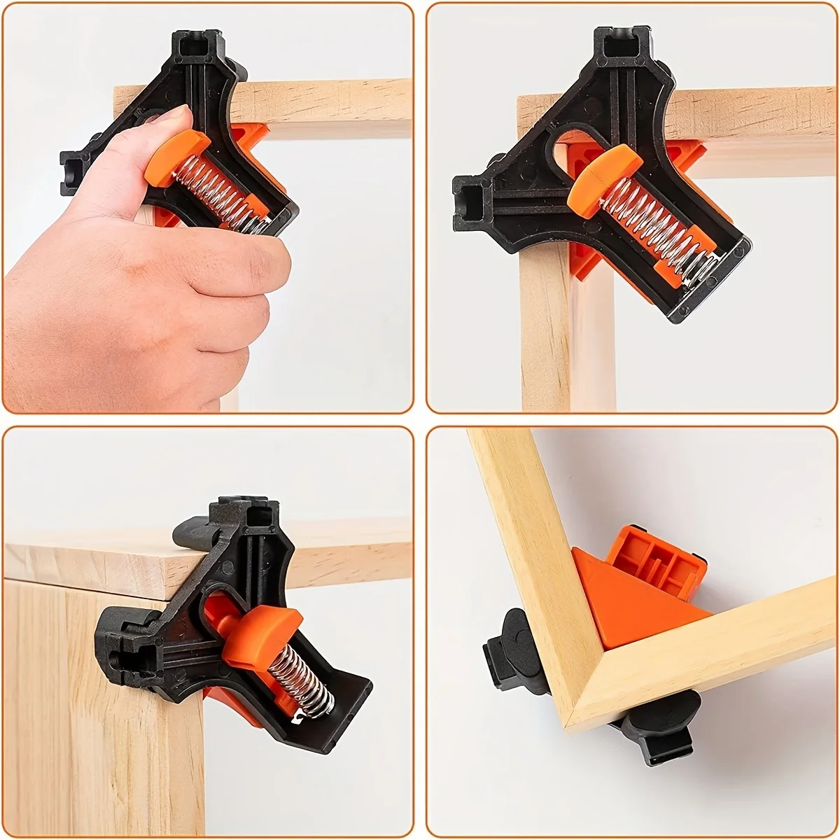 Abrazaderas de esquina de 90 grados para carpintería, abrazaderas de carpintería de resorte rápido ajustables, regalos de Navidad, carpintero, 4 Uds.
