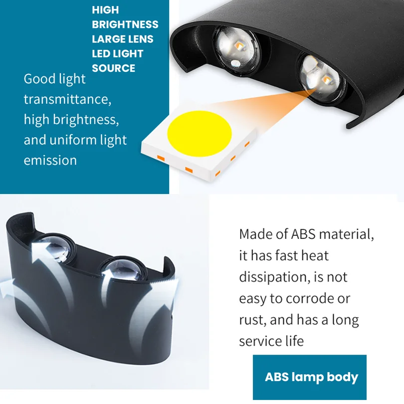 Lâmpada de parede LED à prova d'água IP66 lâmpada interna externa luzes de jardim para sala de estar corredor decoração de quarto