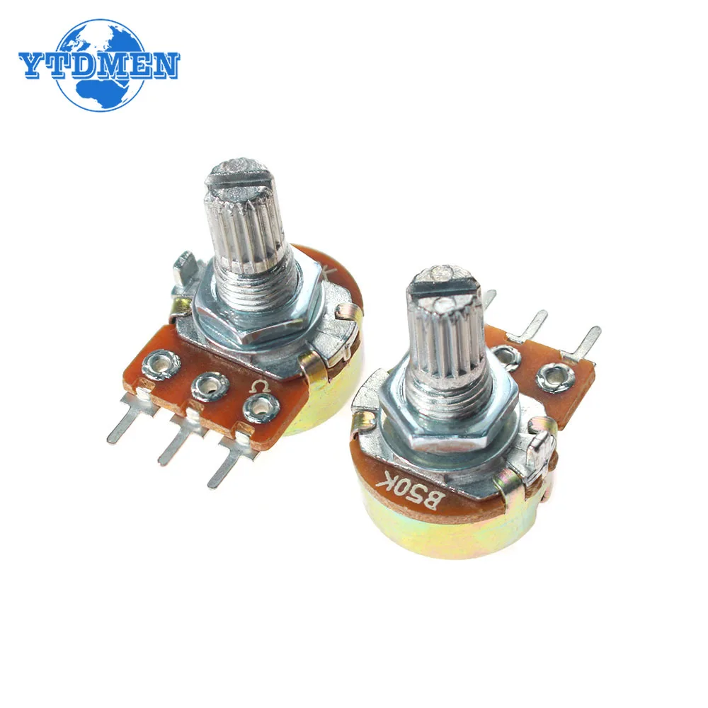 5/10 Uds WH148 potenciómetro 15mm 3Pin cono lineal giratorio 1K 2K 5K 10K 20K 50K 100K 250K 500K 1M Ohm resistencia Variable