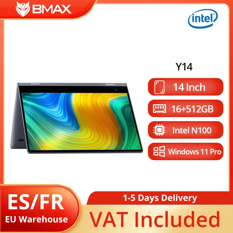 BMAX Y14 Laptop 14 Zoll Notebook Windows 11 16 GB RAM LPDDR5 512 GB SSD 1920 * 1080 IPS Intel N100 Laptops Computer Typ-C