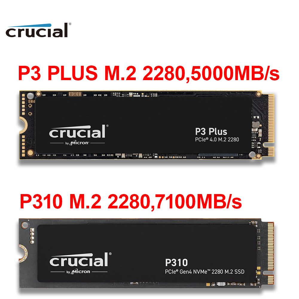Crucial P3 Plus 1TB PCIe Gen4x4 3D NAND NVMe M.2 SSD 500GB 1TB 2TB (pacchetto OEM) e SSD Crucial P310 PCIe Gen4 nvme, fino a 7100 MB/s