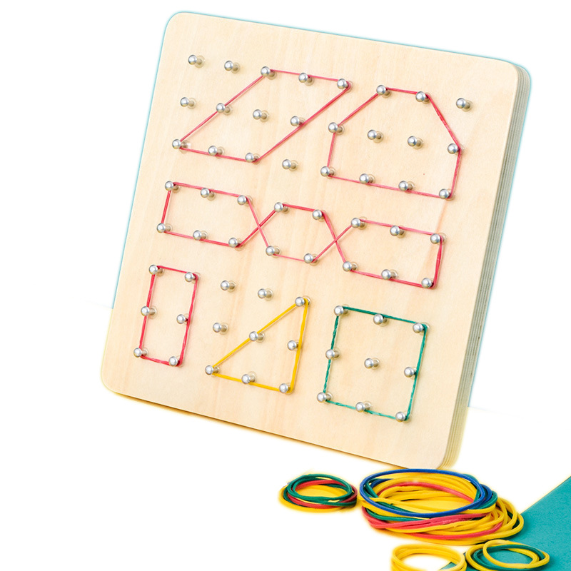 Puzzle géométrique en bois pour l'éducation précoce des enfants, jouet Montessori, planche à ongles, exploration des mathématiques créatives