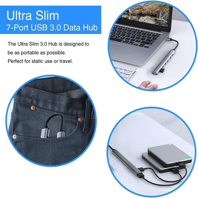 Adapter typu C HUB 3.0 OTG do Xiaomi Lenovo Macbook 13 15 Air Pro PC Laptop Comp7 Port Multi Splitter uter Akcesoria