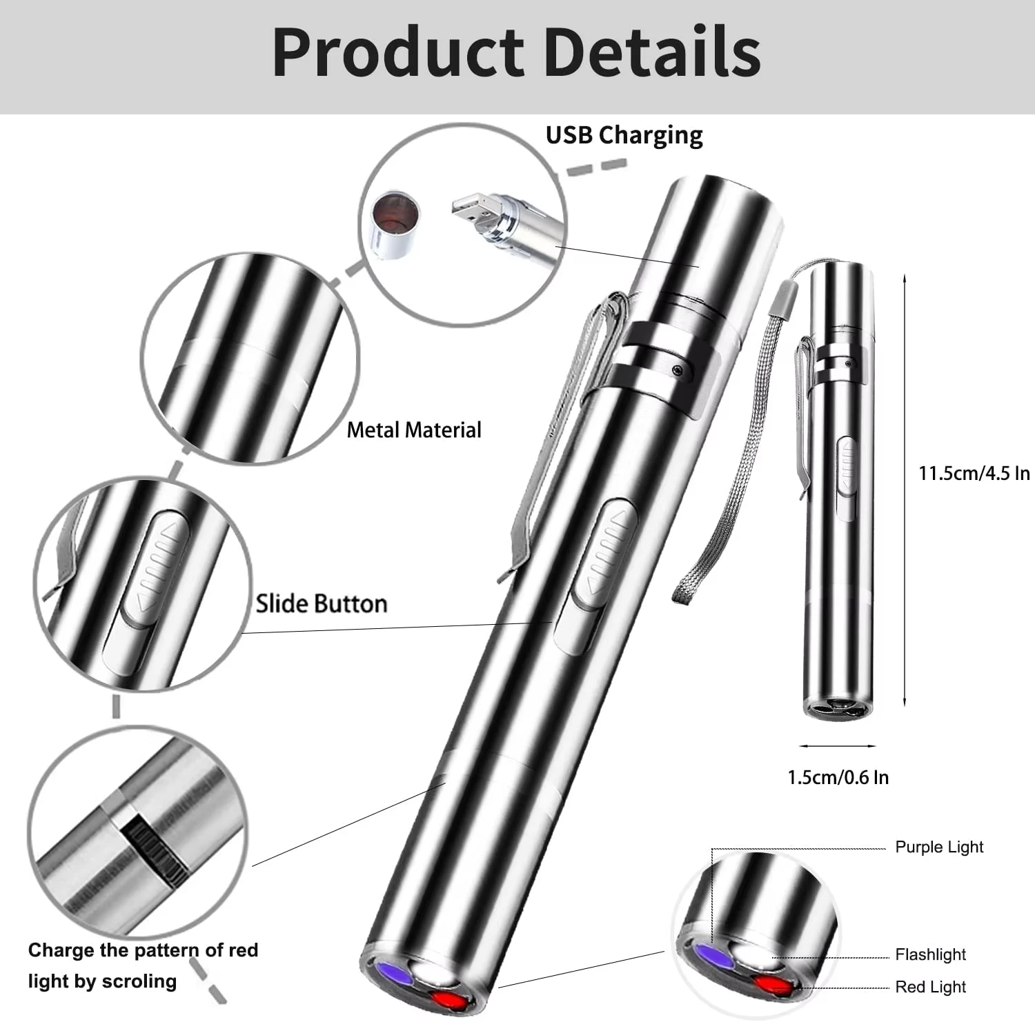 Cat Toys Laser Pointer with 5 Adjustable Patterns USB Recharge Laser Long Range Training Chaser Interactive Toy Dog Laser Pen