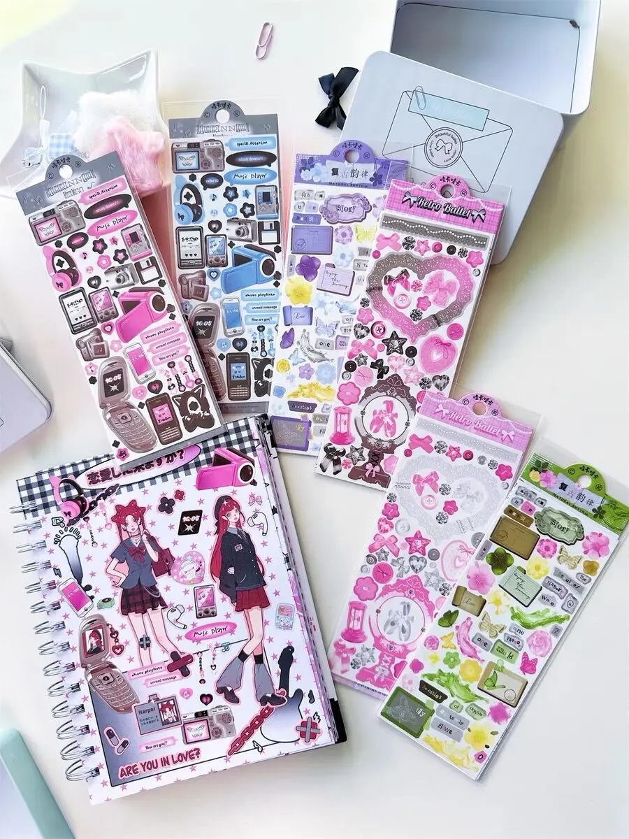 MINKYS มาใหม่ 3pcs 6pcs Kawaii หมีริบบิ้นเลเซอร์ Bling สติกเกอร์ DIY สมุดภาพสติกเกอร์ Confetti ตกแต่ง DIY กรอบรูป