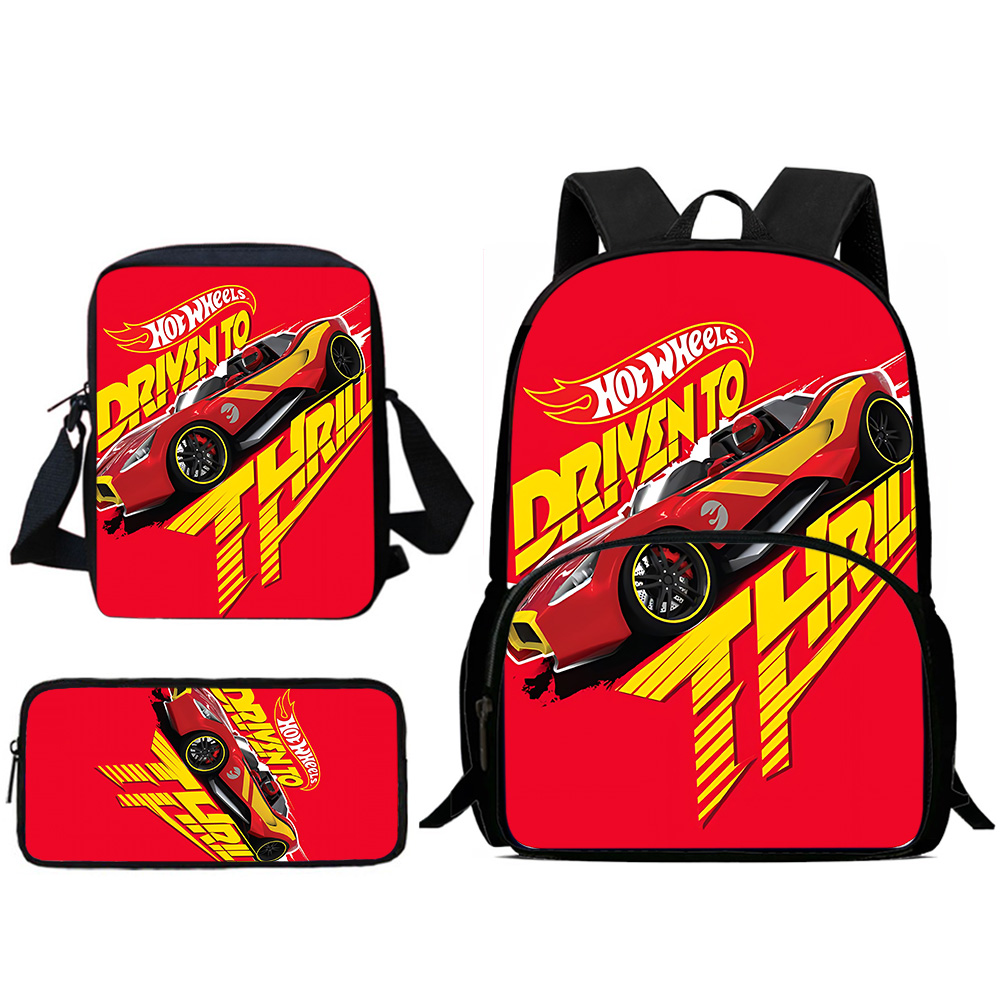Sacos escolares de grande capacidade para meninos e meninas, mochilas infantis, Hot Wheels, bolsa de ombro, estojo de lápis, aluno, melhor presente