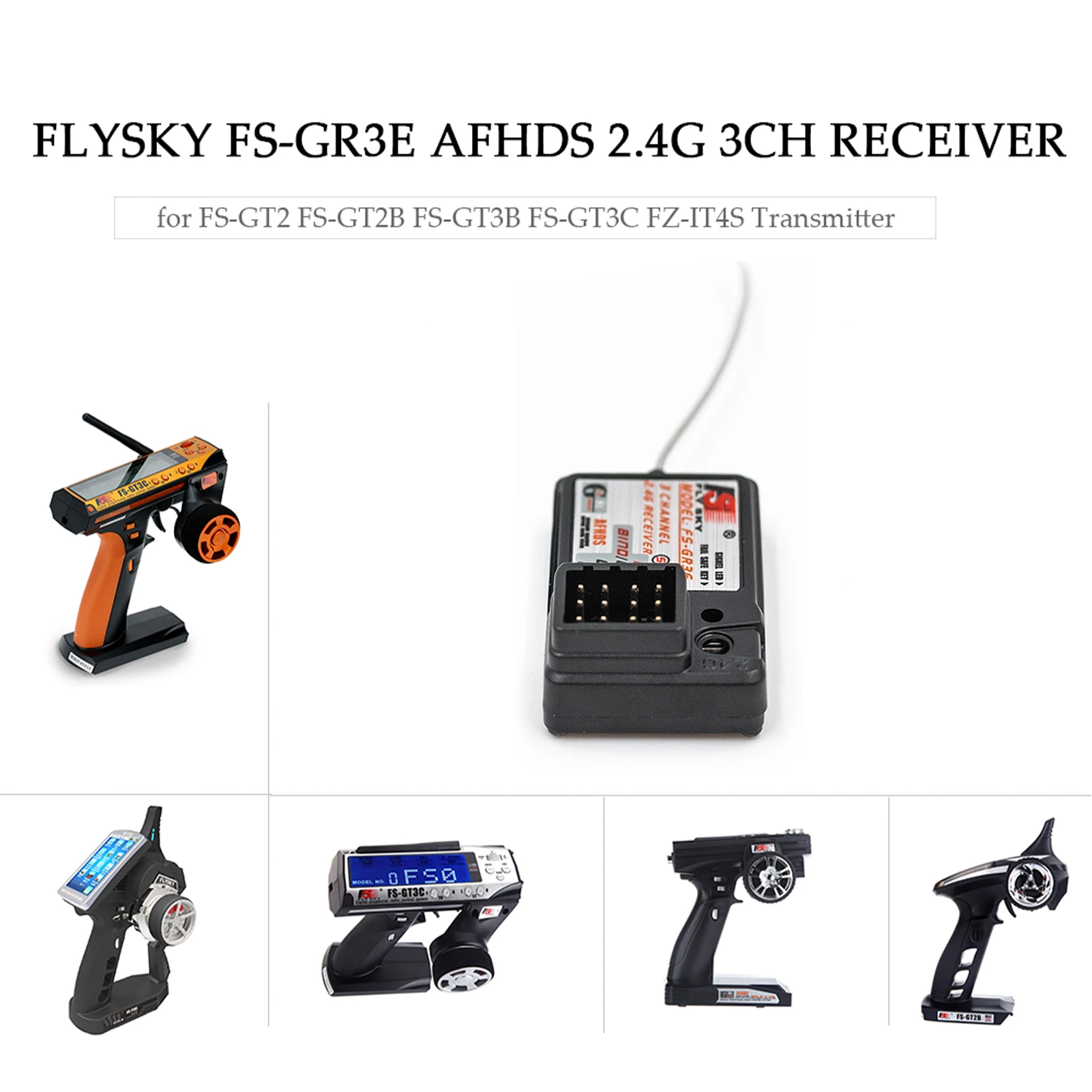 Flysky FS-GR3E AFHDS 3CH สําหรับ RC รถเรือ FS-GT2 FS-GT2B FS-GT3B FS-GT3C FZ-IT4S