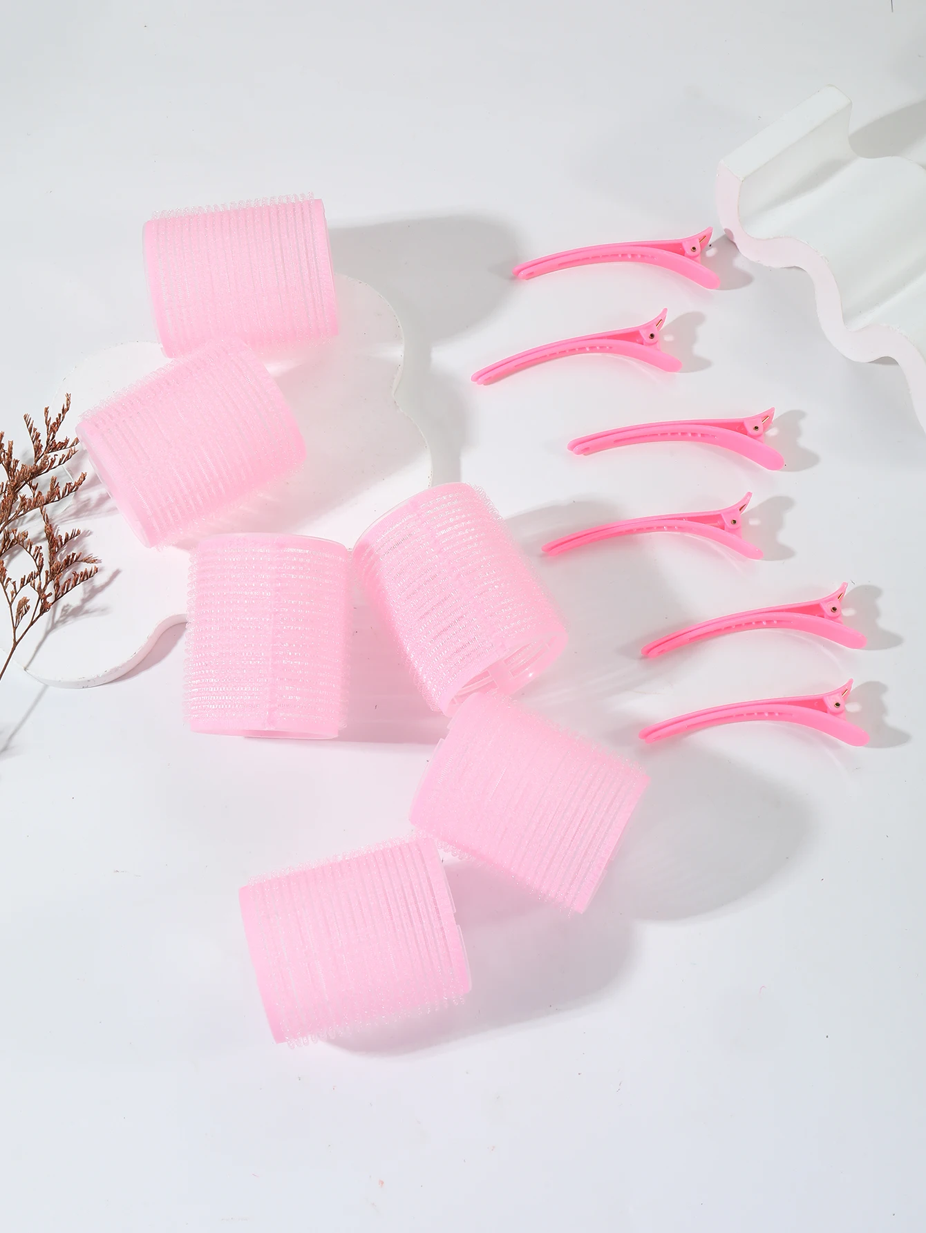 12pcs/set air bar curling iron tube self-adhesive magic roll and bangs hair clip curling styling tool
