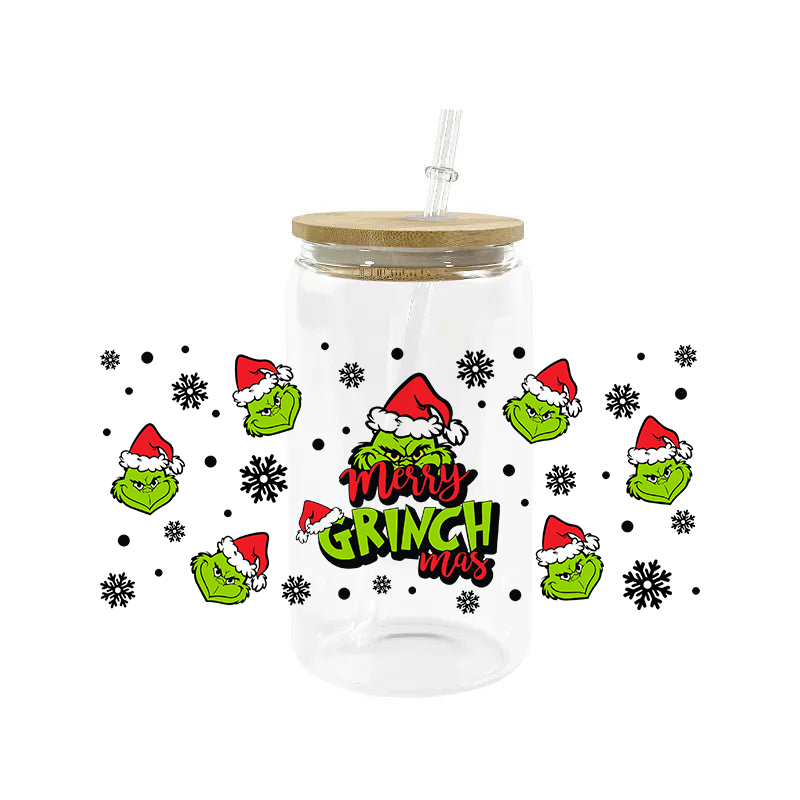Miniso 3D Cartoon Christmas Monster Sticker 16oz UV DTF Cup Wrap Transfers Stickers Washable Custom Logo DIY Mug Sticker