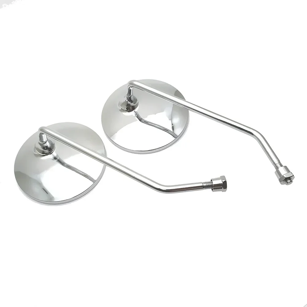 Un par de espejos cromados para motocicleta, espejo retrovisor Universal para motocicleta, manillar de 8mm, 22mm y 25mm, espejos convexos ovalados redondos