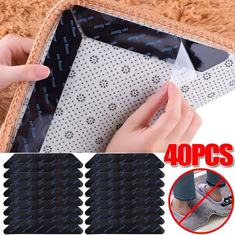 8-40 Uds alfombra antideslizante pegatina reutilizable lavable Anti rizador alfombra parche pegatinas fijas alfombra de suelo cinta pinza almohadilla de esquina