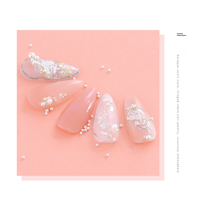 Mini Ăn Nhỏ Trứng Cá Muối Hạt Móng Tay Nghệ Thuật Trang Trí Hoa Hồng Bạc Vàng Bi Mini Charm Gel Ba Lan Đầu