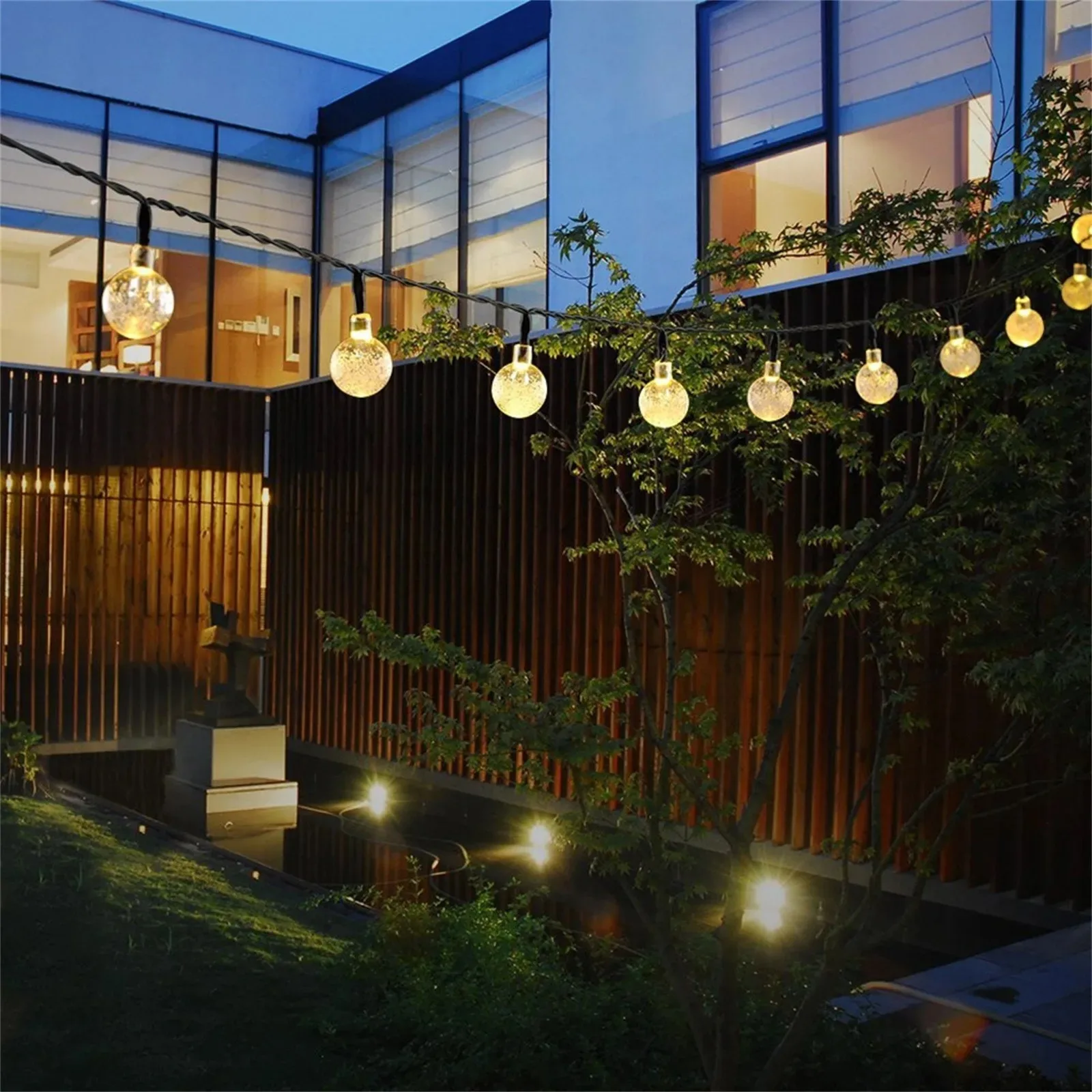 20/50/100LED พลังงานแสงอาทิตย์ Bubble Ball LED String Light กันน้ํากลางแจ้ง Courtyard Garden Fairy ไฟตกแต่งงานแต่งงาน
