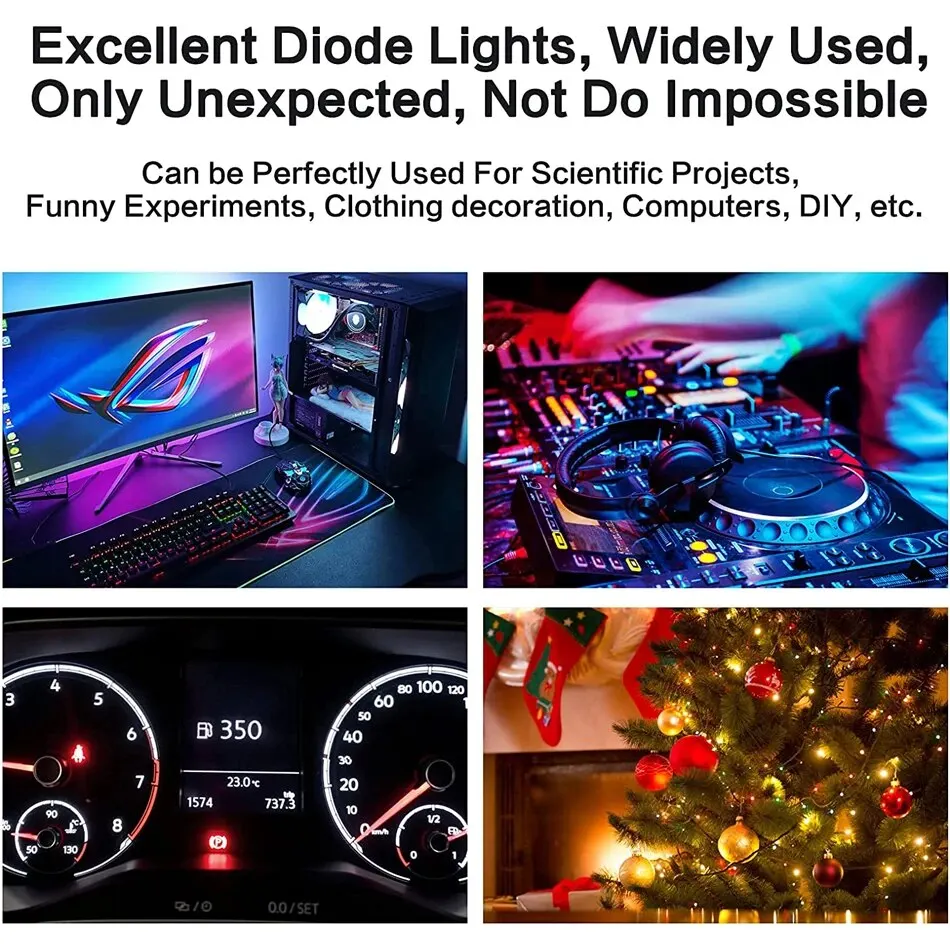 200 ชิ้น Led ไดโอด, 3 มิลลิเมตร 5 มิลลิเมตร Clear LED Light Emitting ไดโอดหลอดไฟ LED สีแดงสีเขียวสีฟ้าสีเหลืองสีขาว, สําหรับการทดลองวิทยาศาสตร์