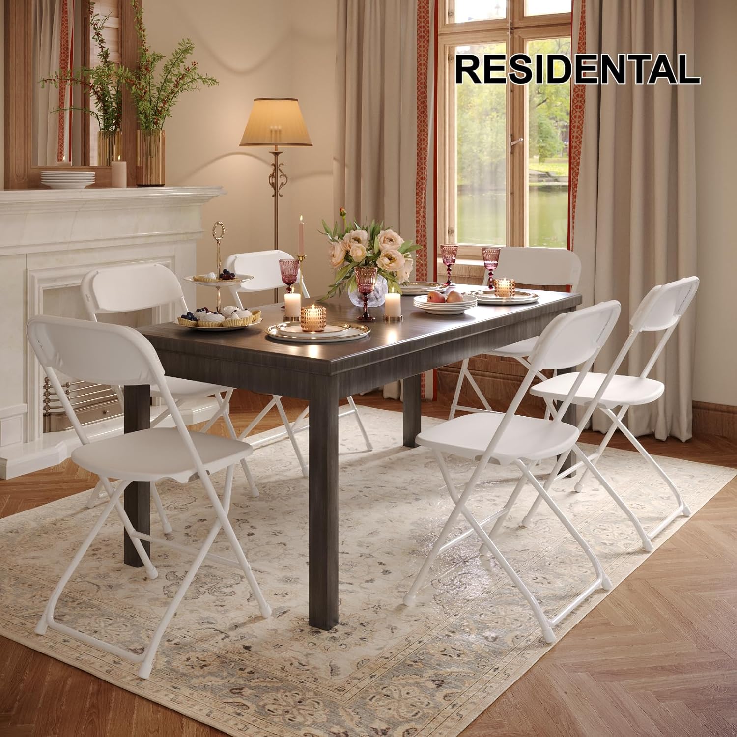 10 Pack White Folding Chairs, Portable Party Chairs, Plastic Folding Chair,Commercial Seats with Steel Frame for Offic