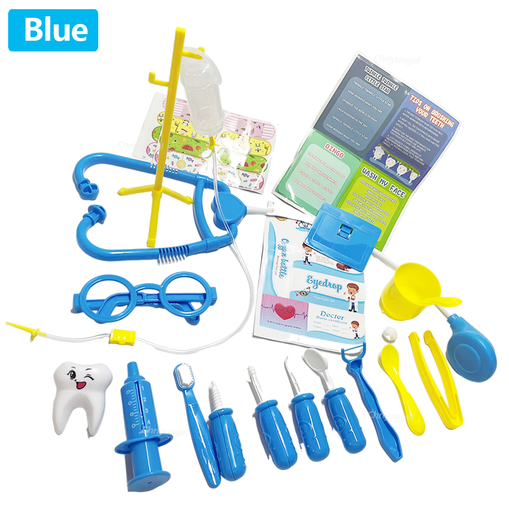 Conjunto de jogo médico 30 peças, kit médico simulado para crianças, brinquedos com estetoscópio, brinquedo educacional para meninos e meninas, presente para crianças pequenas