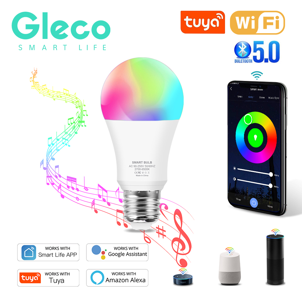 Tuya Smart Wifi Glühbirne E27 Bluetooth Led Glühbirnen Smart Home RGB Led Lampe Funktioniert mit Alexa, Google Home, erforderlich Gateway