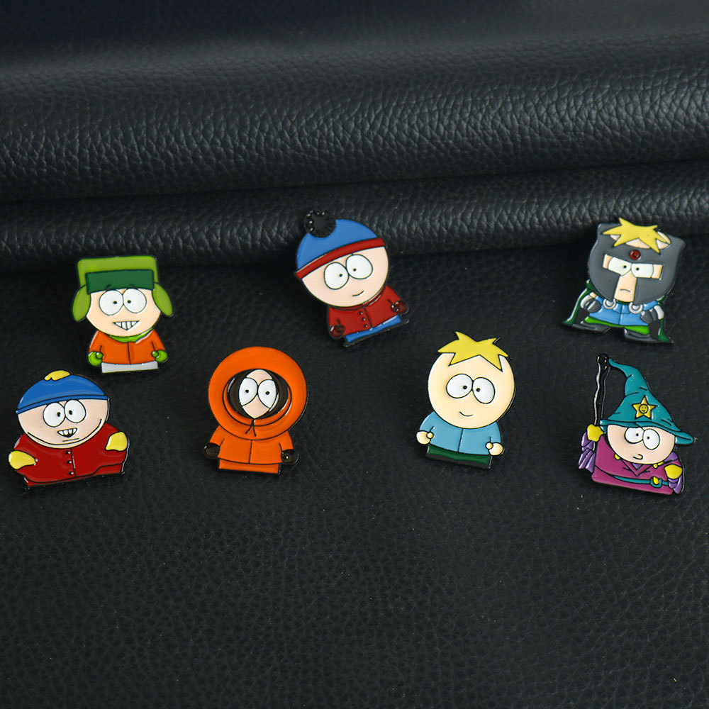 7 unids/set de insignias de figura de Cartman de película de TV de dibujos animados, alfileres de solapa para mochilas, insignia bonita, ropa, joyería, accesorios de ropa