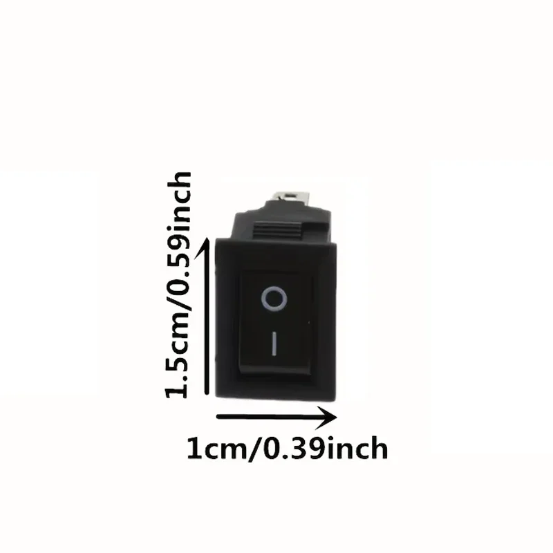 15 peças mini interruptor rocker spst preto e vermelho interruptores botão ac 250v 3a/125v 6a 2 pinos i/o 10*15mm interruptor liga-desliga rocker