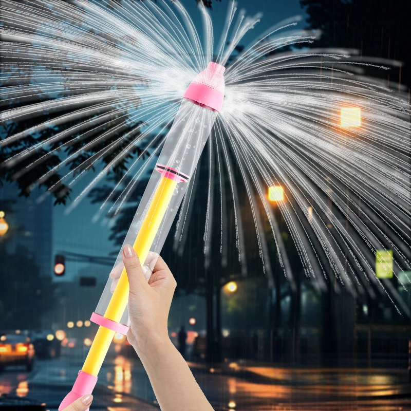 Fogos de artifício pistola de água brinquedo das crianças espalhando canhão de água luta spray deriva de água pull-out adereços surpresa