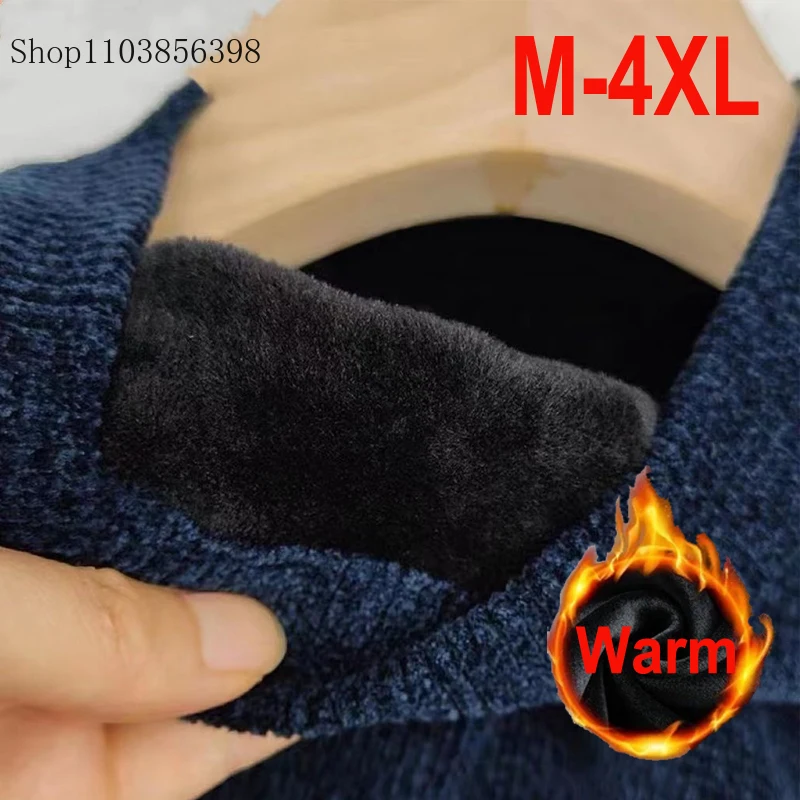 Camisola masculina de lã quente pullovers o-pescoço malha inverno ajuste topos masculino malhas grossas dos homens jumpers camisa de fundo plus size 4xl 3xl