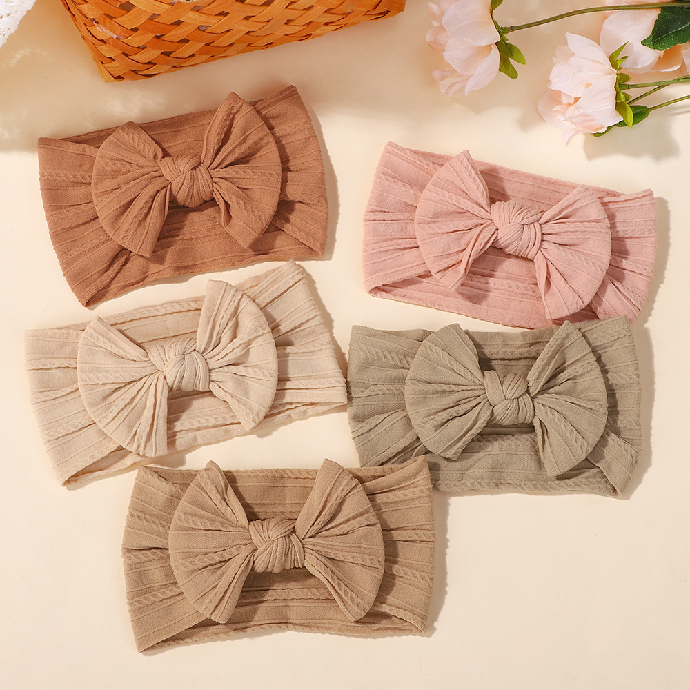 5 stks/set Baby Leuke Hoofdband Zachte Elastische Strik Pasgeboren Peuter Prinses Meisjes Haarband Strikken Accessoires Voor 0-2Years