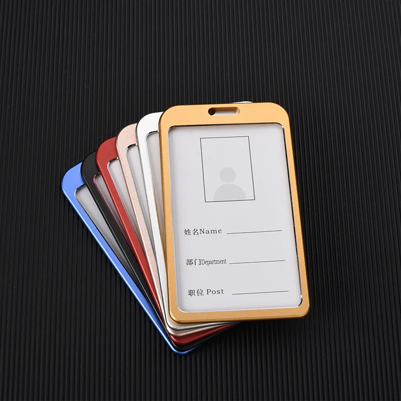 แฟชั่น Sampul Kartu ผู้หญิงอะลูมินัมอัลลอยทำงานชื่อซองใส่บัตรธุรกิจ ID Badge ขาตั้งสายคล้องโลหะกระเป๋ากระเป๋า