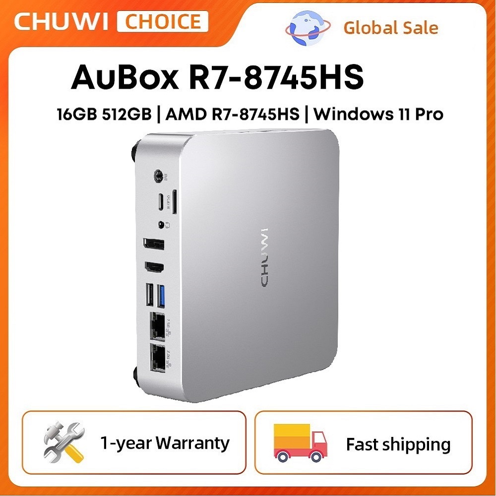 CHUWI Choice AuBox Mini PC AMD Ryzen 7 8745HS 16GB DDR5 512GB SSD Windows 11 Pro Pantalla 4K AI-Link WiFi 6 BT 5.1 Extiende M.2