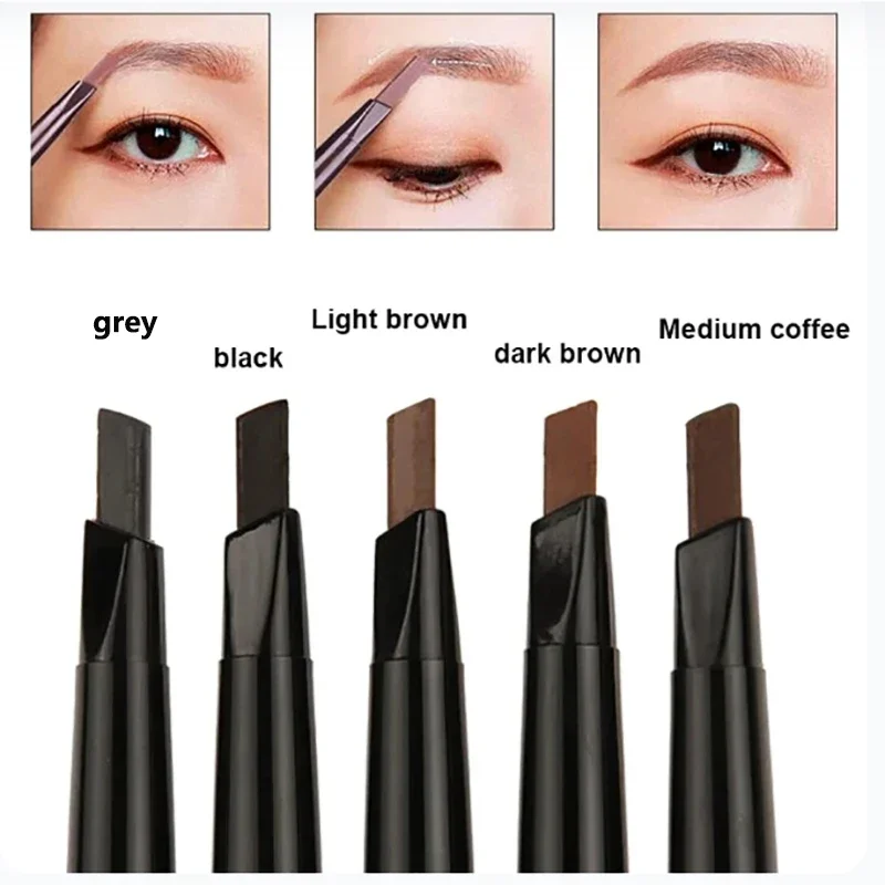 2 in 1 ดินสอเขียนคิ้วเครื่องสําอางมืออาชีพแต่งหน้าสําหรับผู้หญิง 5 สีกันน้ําดินสอเขียนคิ้วเขียนคิ้วแต่งหน้าคิ้วสี