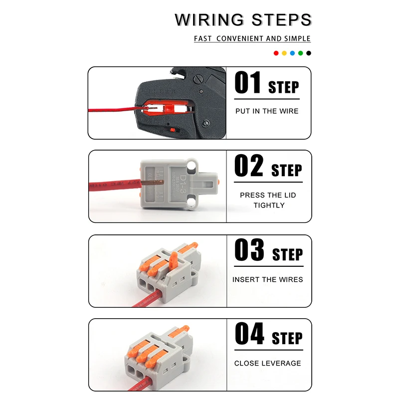 10PCS Universal Compact Wire Connector Splitter Quick สายไฟฟ้า Splice Terminal Block สําหรับ 28-12AWG ขนาดเล็กสายไฟ