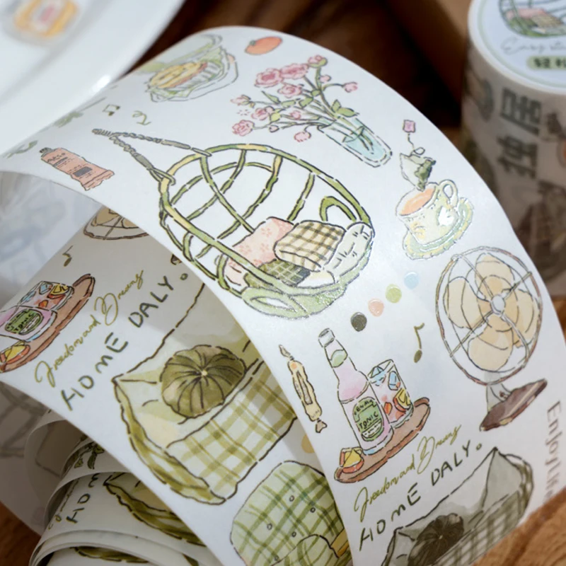 4 สไตล์ 1 ม้วน/แพ็คพิเศษเทปน้ํามันSlow Life Diary Seriesคู่มือตกแต่งVINTAGEยุโรปDIY Bottoming Collage